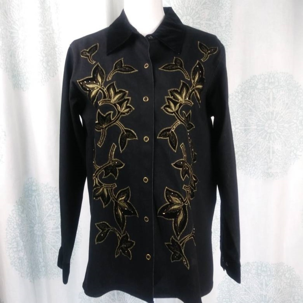Victor Costa Embellished Embroidered Jacket Size M